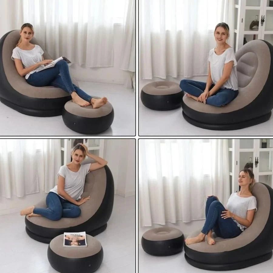 SOFA INFLABLE CON REPOSA PIES 🔝✅😍🛋️